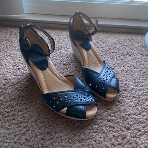 Frye Wanda ankle strap wedges